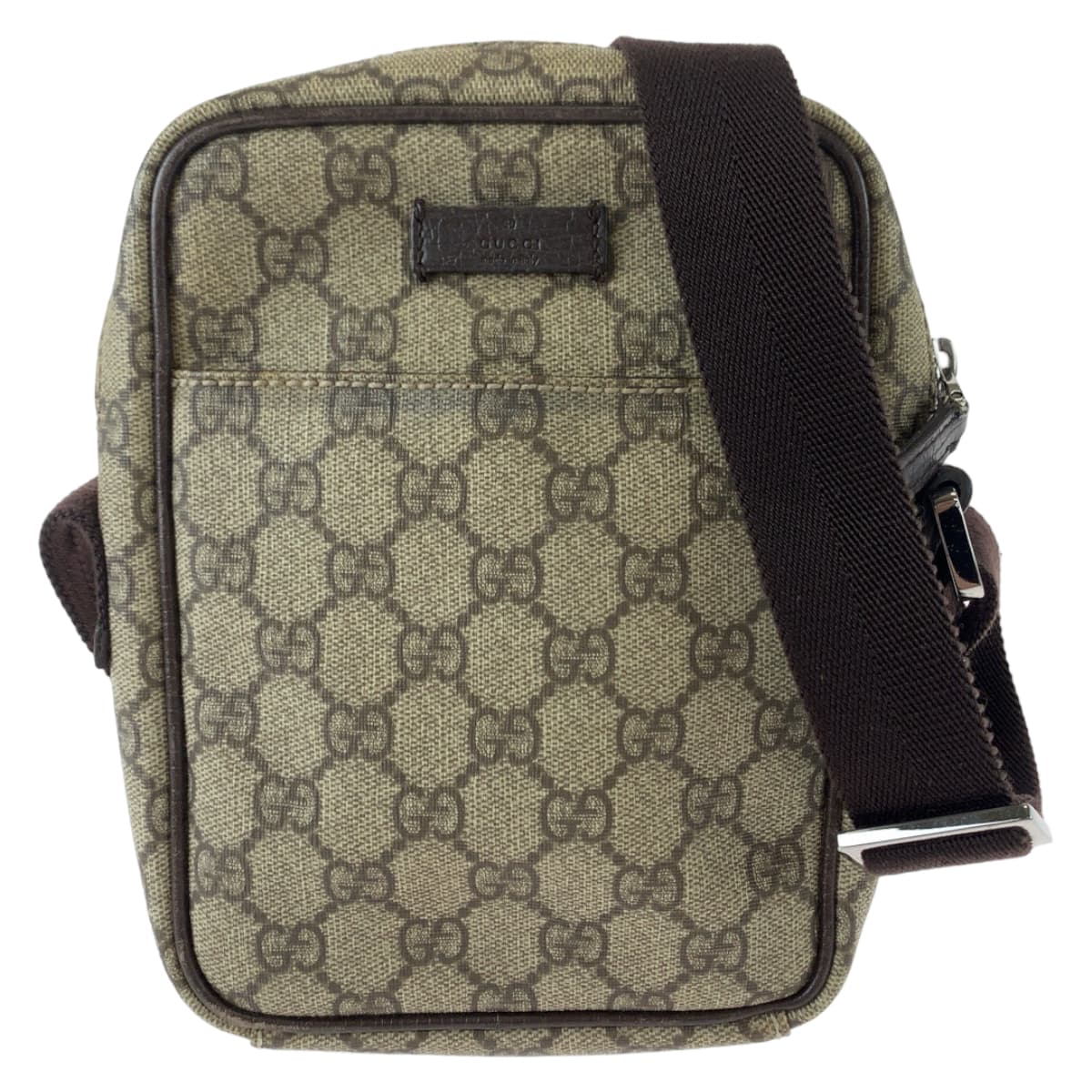 GUCCI グッチ ベージュ ブラウン シルバー金具 GGスプリームキャンバス 122754 斜め掛け ショルダーバッグ  レディース