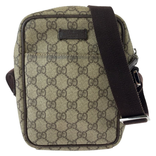 GUCCI グッチ ベージュ ブラウン シルバー金具 GGスプリームキャンバス 122754 斜め掛け ショルダーバッグ  レディース