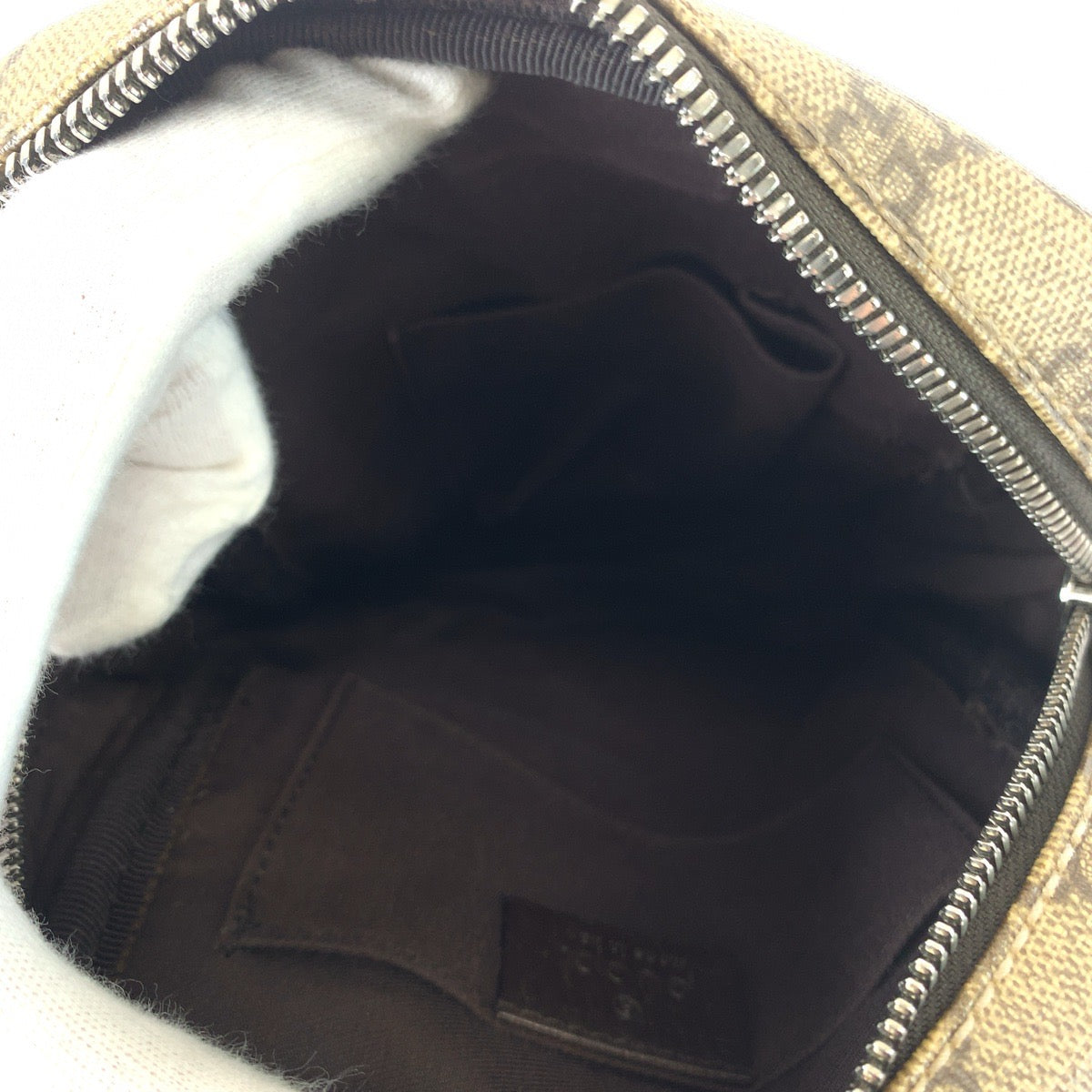 GUCCI グッチ ベージュ ブラウン シルバー金具 GGスプリームキャンバス 122754 斜め掛け ショルダーバッグ  レディース