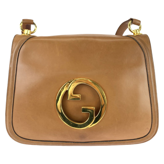 GUCCI グッチ ヴィンテージ オールドグッチ ブロンディ GGロゴ ライトブラウン キャメル ゴールド金具 レザー ショルダーバッグ  レディース