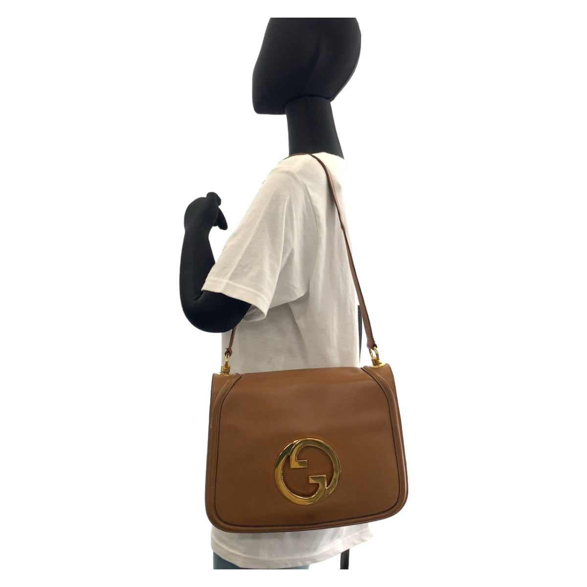 GUCCI グッチ ヴィンテージ オールドグッチ ブロンディ GGロゴ ライトブラウン キャメル ゴールド金具 レザー ショルダーバッグ  レディース