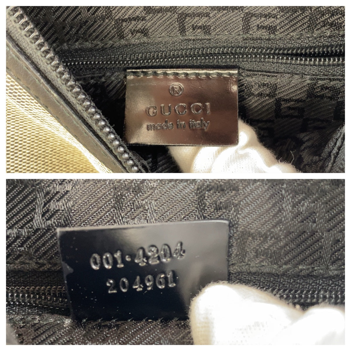 11352
GUCCI グッチ グレージュ ブラック ゴールド金具 キャンバス / レザー 001 4204 ショルダーバッグ ハンドバッグ  レディース