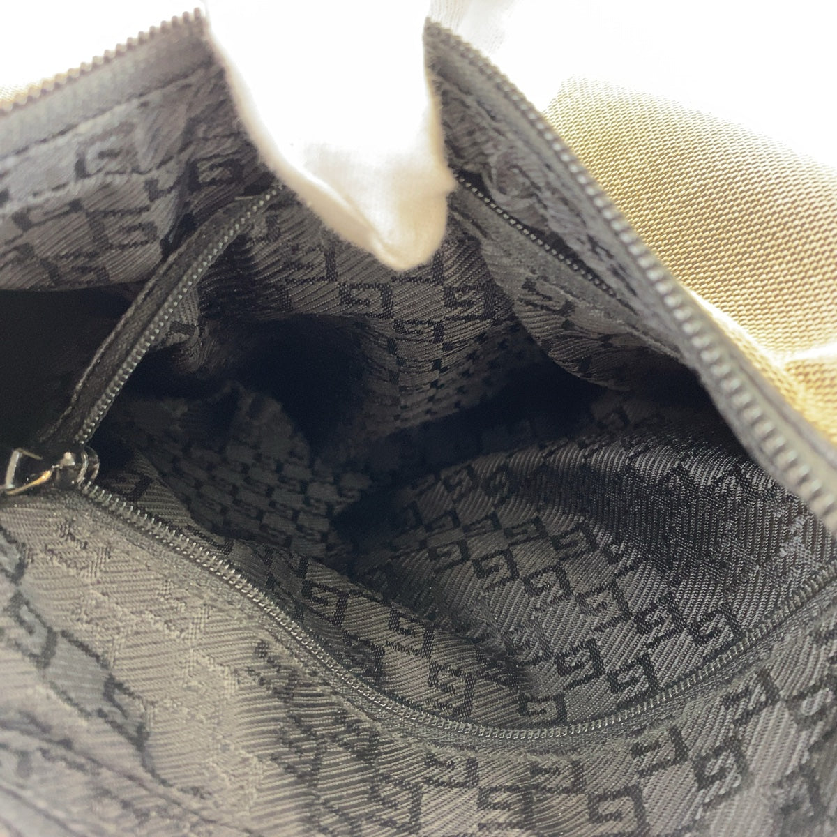 11352
GUCCI グッチ グレージュ ブラック ゴールド金具 キャンバス / レザー 001 4204 ショルダーバッグ ハンドバッグ  レディース