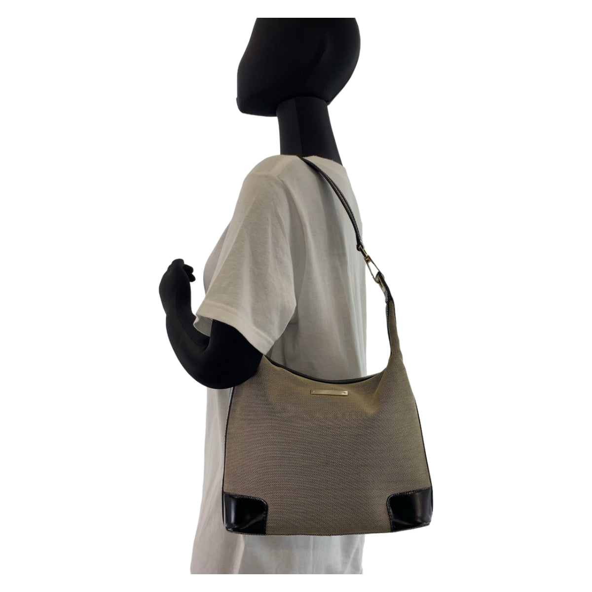 11352
GUCCI グッチ グレージュ ブラック ゴールド金具 キャンバス / レザー 001 4204 ショルダーバッグ ハンドバッグ  レディース