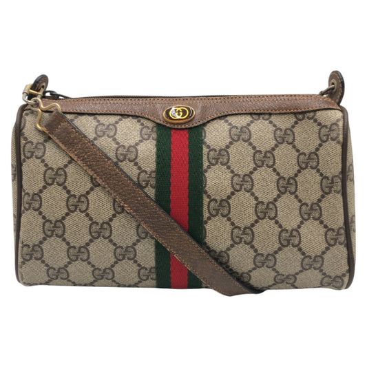 GUCCI グッチ ヴィンテージ シェリー ブラウン ゴールド金具 GGスプリームキャンバス 斜め掛け ショルダーバッグ ポシェット  レディース