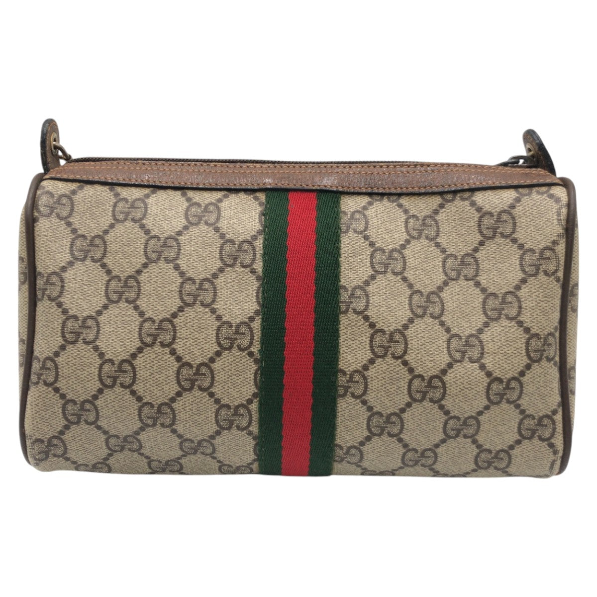 GUCCI グッチ ヴィンテージ シェリー ブラウン ゴールド金具 GGスプリームキャンバス 斜め掛け ショルダーバッグ ポシェット  レディース