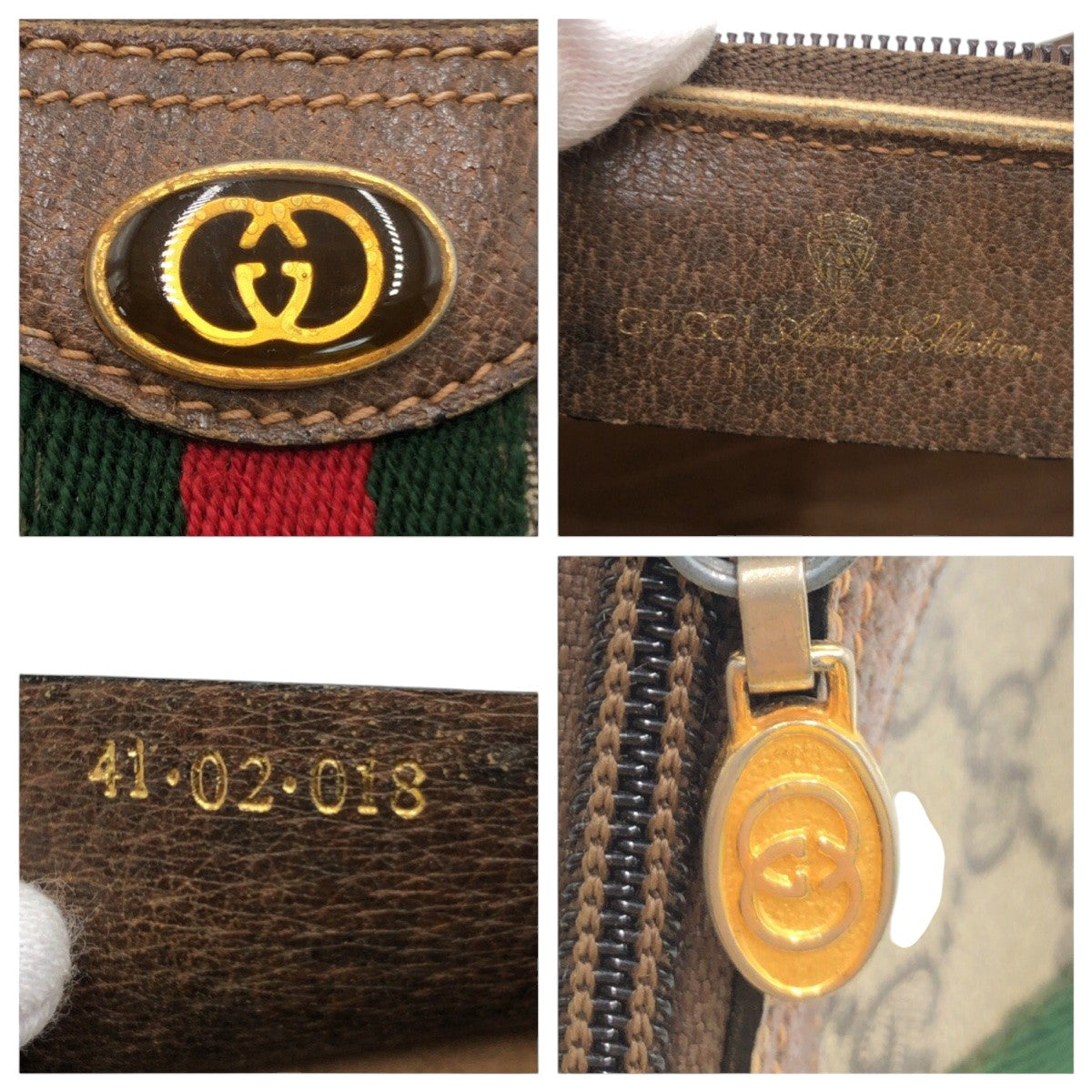 GUCCI グッチ ヴィンテージ シェリー ブラウン ゴールド金具 GGスプリームキャンバス 斜め掛け ショルダーバッグ ポシェット  レディース