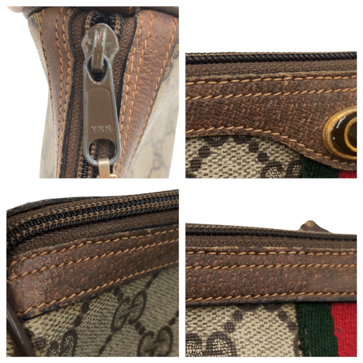 GUCCI グッチ ヴィンテージ シェリー ブラウン ゴールド金具 GGスプリームキャンバス 斜め掛け ショルダーバッグ ポシェット  レディース