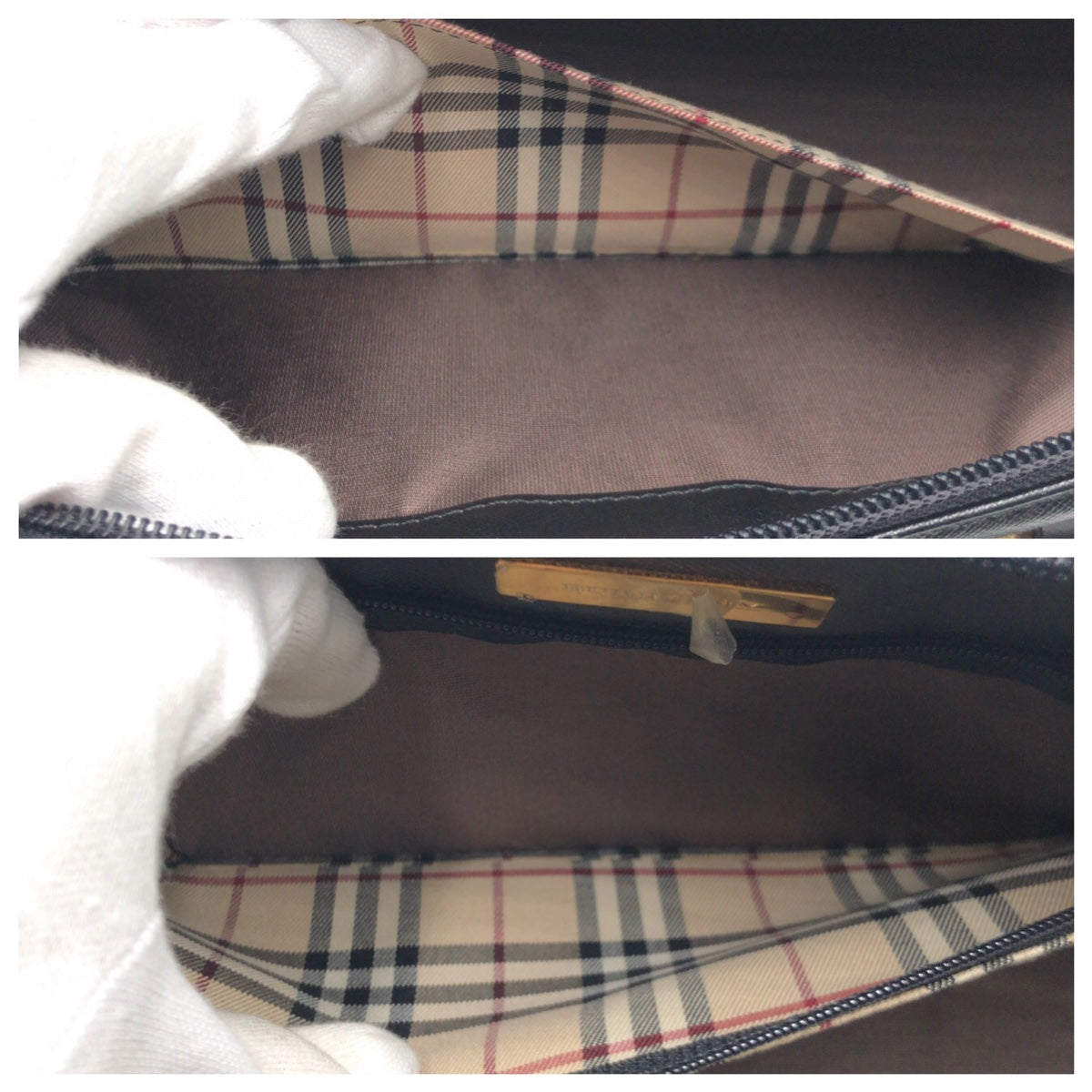 12870
BURBERRY バーバリー 中チェック柄 ブラック 黒 レザー ハンドバッグ ミニボストンバッグ  レディース