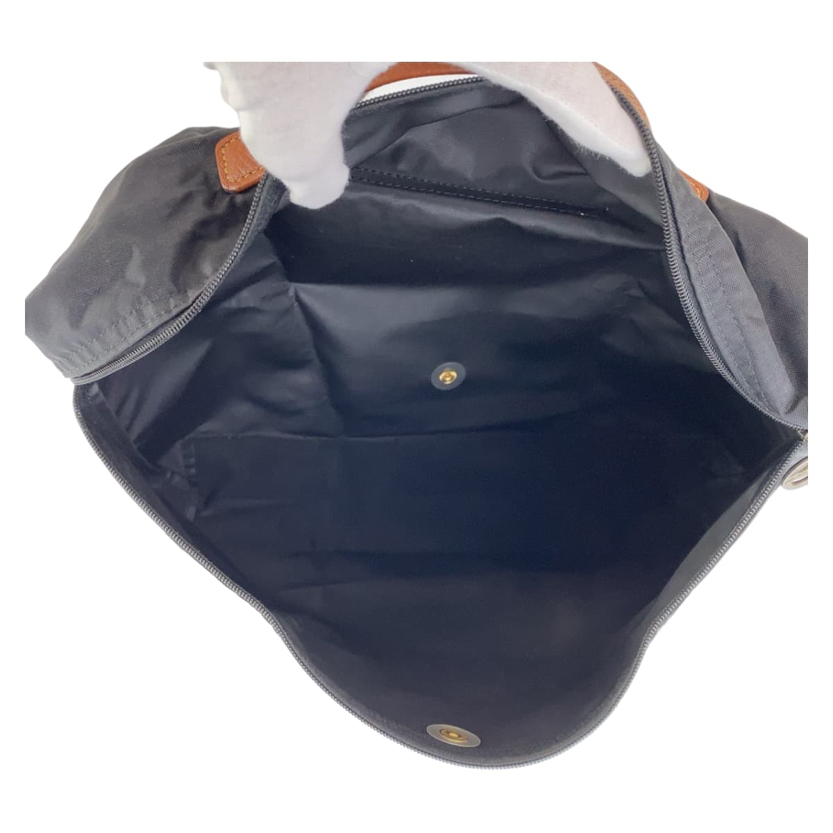 12443
Longchamp ロンシャン ル プリアージュ ブラック 黒 ブラウン ゴールド金具 ポリエステル / レザー ハンドバッグ 折りたたみバッグ  レディース