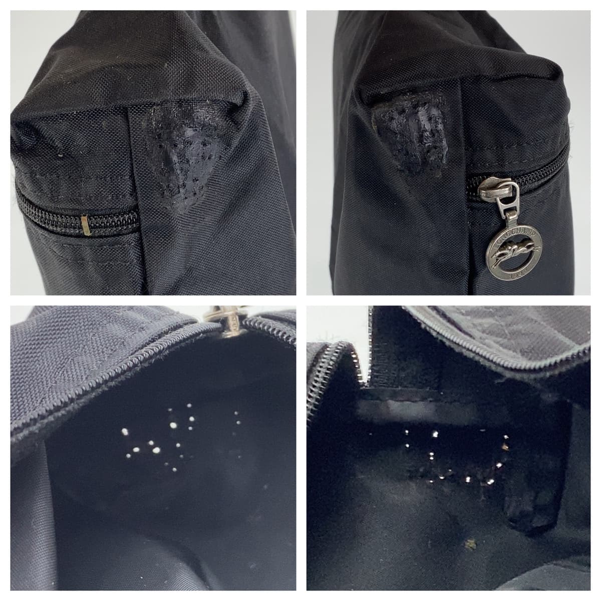 12443
Longchamp ロンシャン ル プリアージュ ブラック 黒 ブラウン ゴールド金具 ポリエステル / レザー ハンドバッグ 折りたたみバッグ  レディース