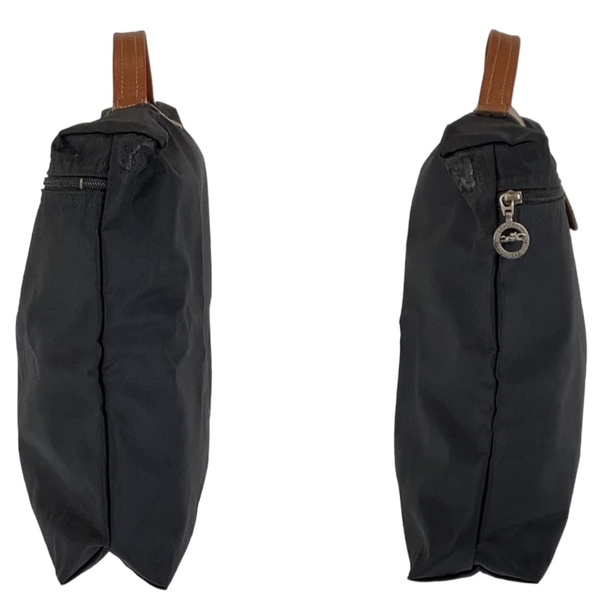 12443
Longchamp ロンシャン ル プリアージュ ブラック 黒 ブラウン ゴールド金具 ポリエステル / レザー ハンドバッグ 折りたたみバッグ  レディース