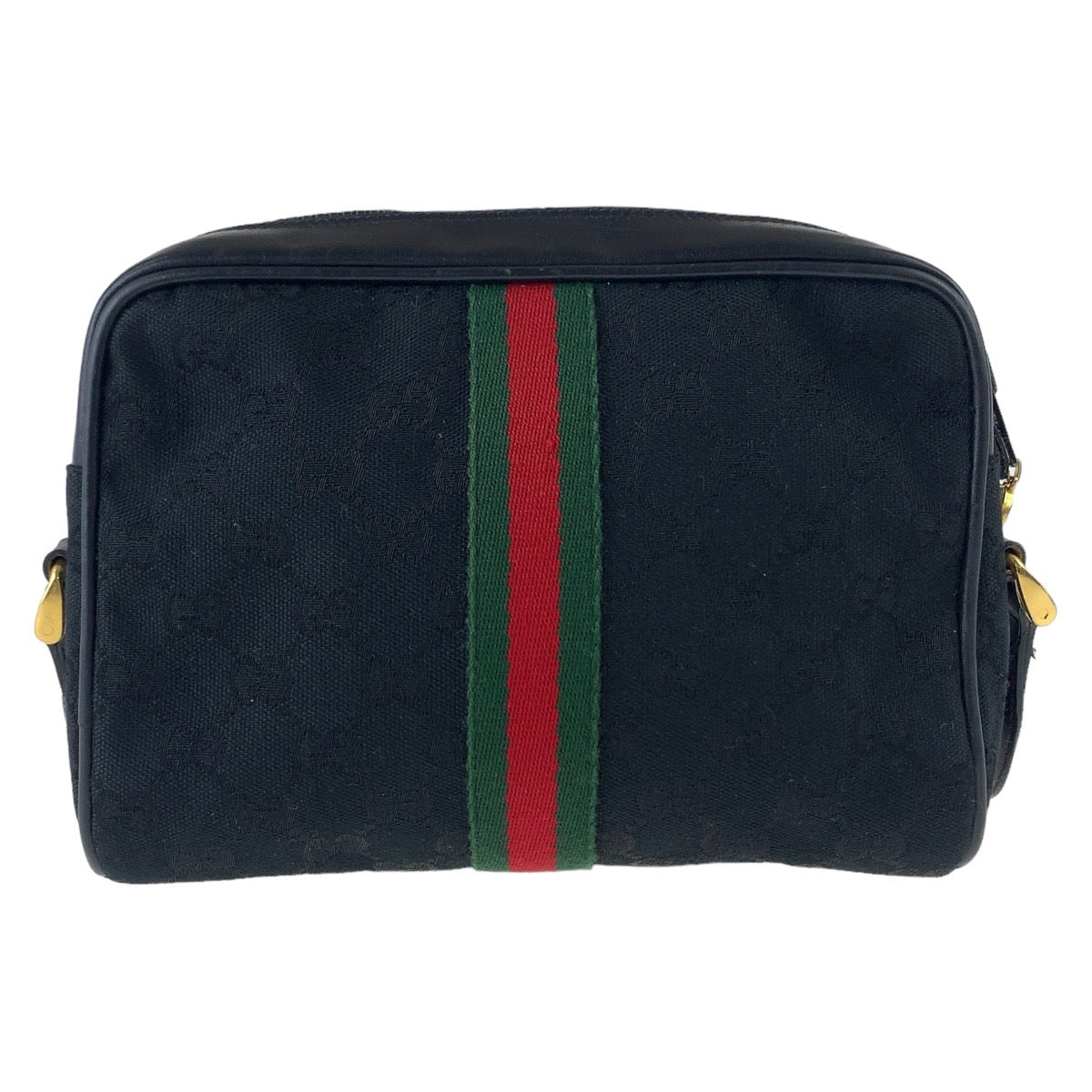 11365
GUCCI グッチ ヴィンテージ シェリーライン オールドグッチ ブラック 黒 ゴールド金具 GGキャンバス / レザー 370013653 斜め掛け ショルダーバッグ  レディース