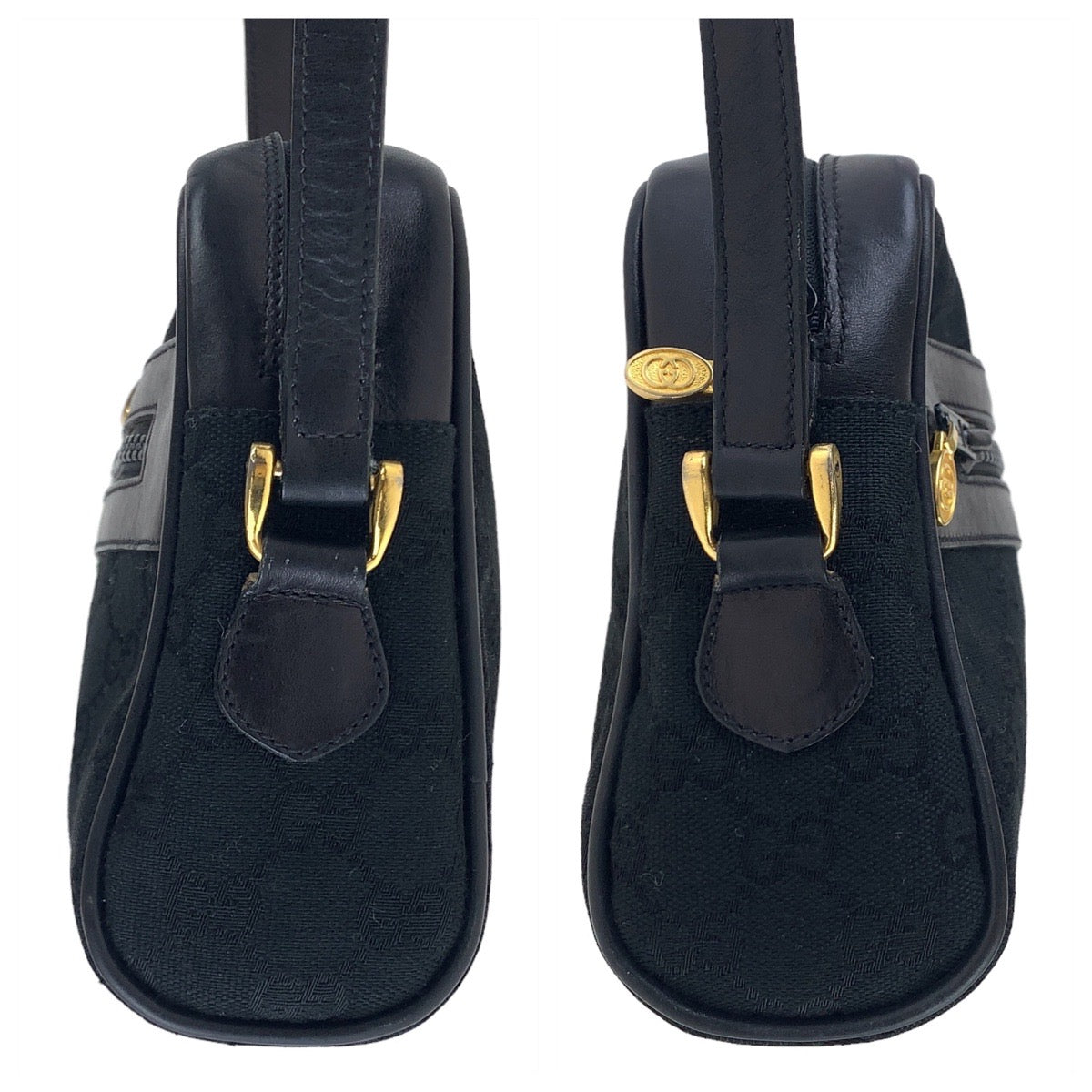 11365
GUCCI グッチ ヴィンテージ シェリーライン オールドグッチ ブラック 黒 ゴールド金具 GGキャンバス / レザー 370013653 斜め掛け ショルダーバッグ  レディース