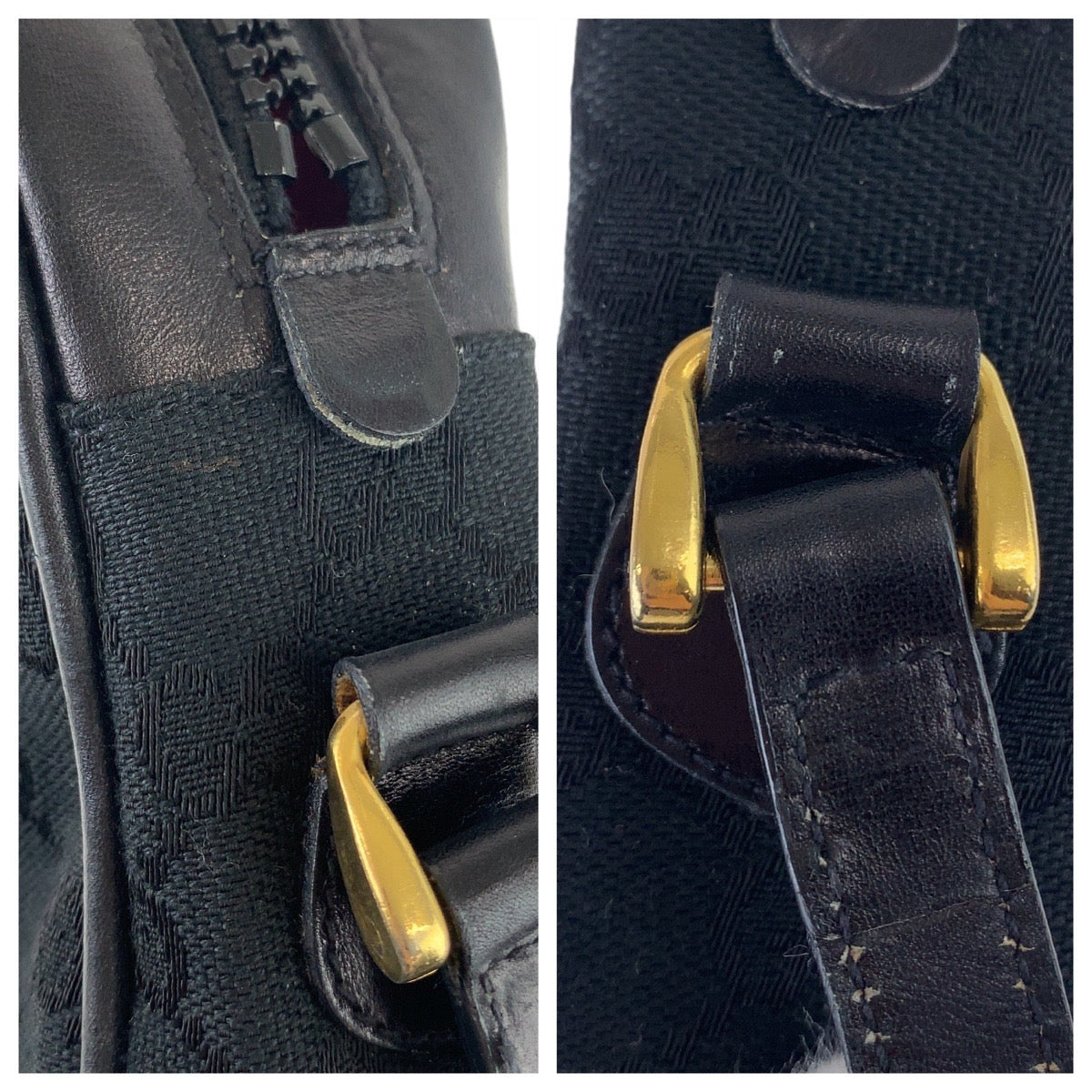 11365
GUCCI グッチ ヴィンテージ シェリーライン オールドグッチ ブラック 黒 ゴールド金具 GGキャンバス / レザー 370013653 斜め掛け ショルダーバッグ  レディース