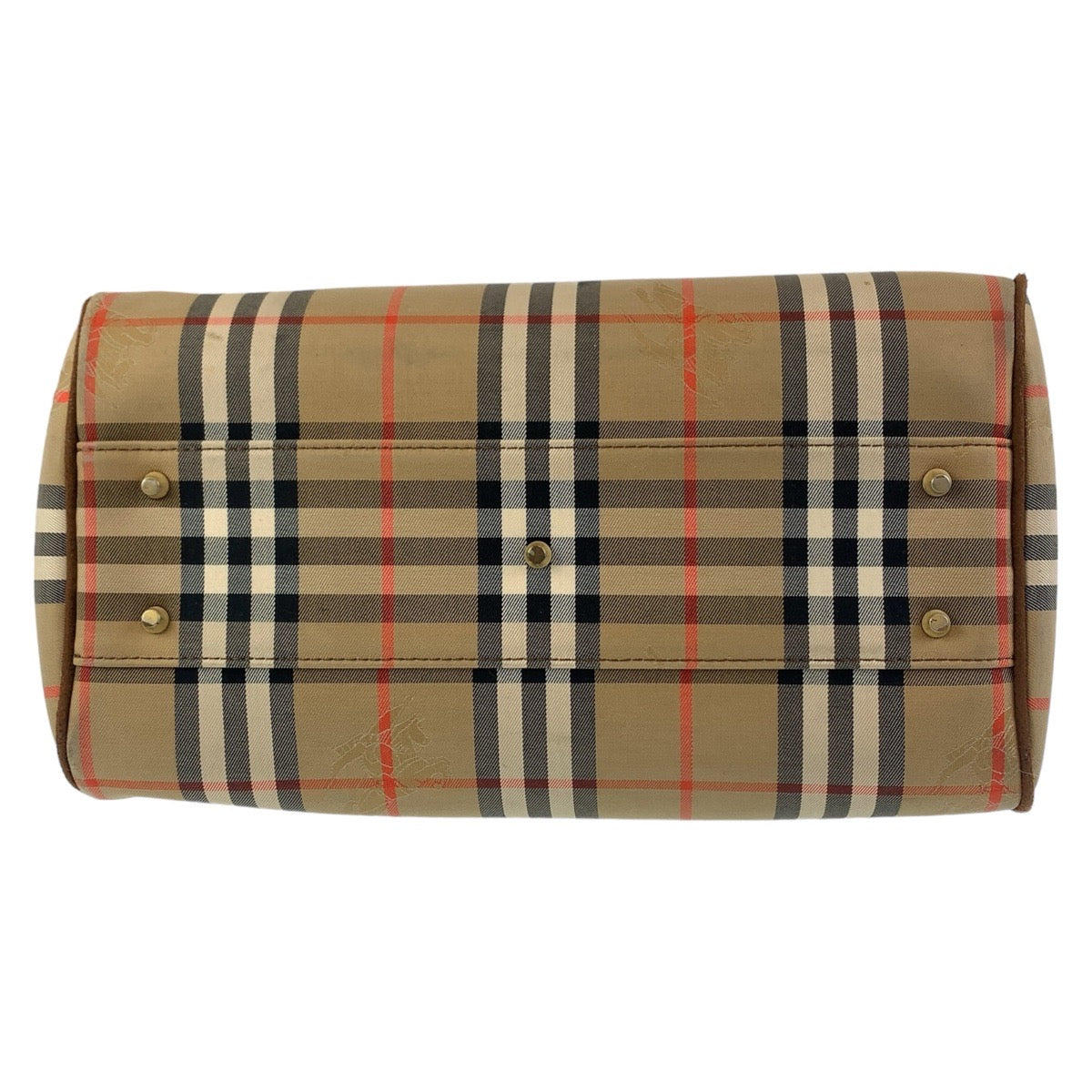 11367
BURBERRY バーバリー ヴィンテージ チェック柄 シャドーホース ベージュ ブラウン ゴールド金具 キャンバス ボストンバッグ ハンドバッグ  レディース