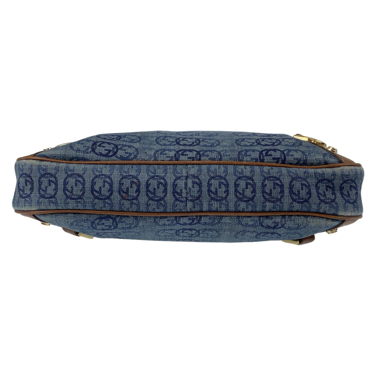 11370
GUCCI グッチ アビー インターロッキング ブルー ブラウン ゴールド金具 デニム / レザー 130738 ホーボー ショルダーバッグ  レディース