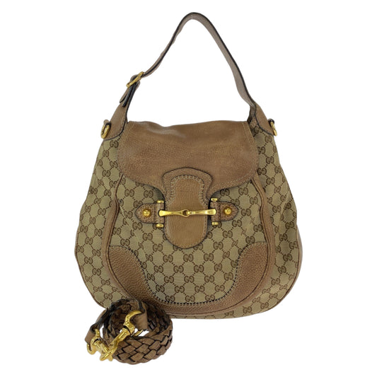 12442
GUCCI グッチ ホースビット ブラウン ベージュ ゴールド金具 GGキャンバス 223955 ショルダーバッグ ハンドバッグ 2way  レディース