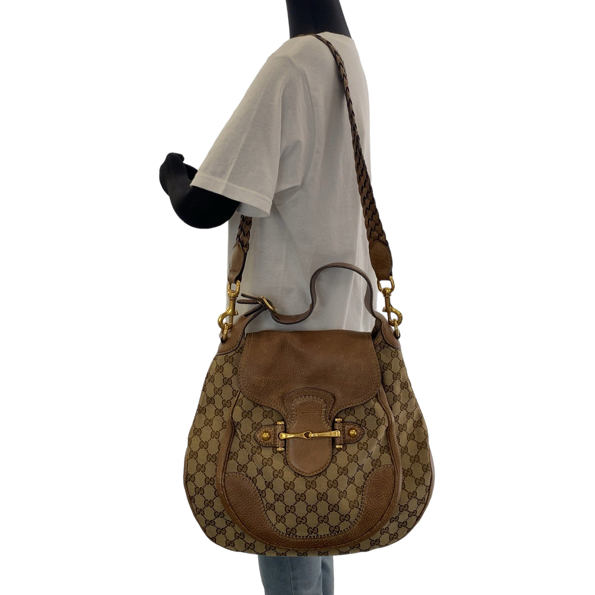 12442
GUCCI グッチ ホースビット ブラウン ベージュ ゴールド金具 GGキャンバス 223955 ショルダーバッグ ハンドバッグ 2way  レディース