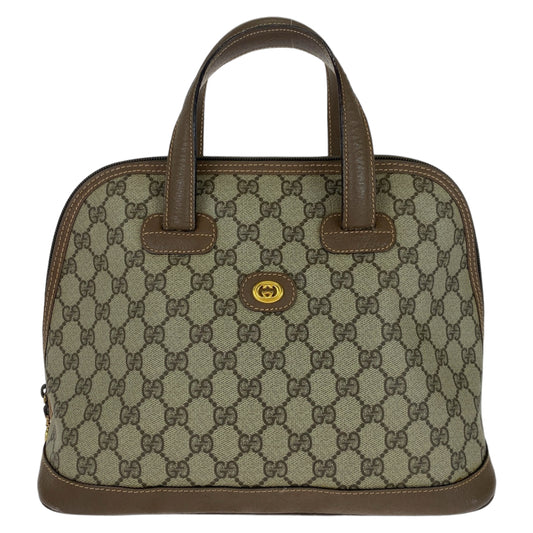 GUCCI グッチ ヴィンテージ オールドグッチ インターロッキング ブラウン グレー ゴールド金具 GGスプリームキャンバス / レザー 00 123 6004 ハンドバッグ トートバッグ  レディース