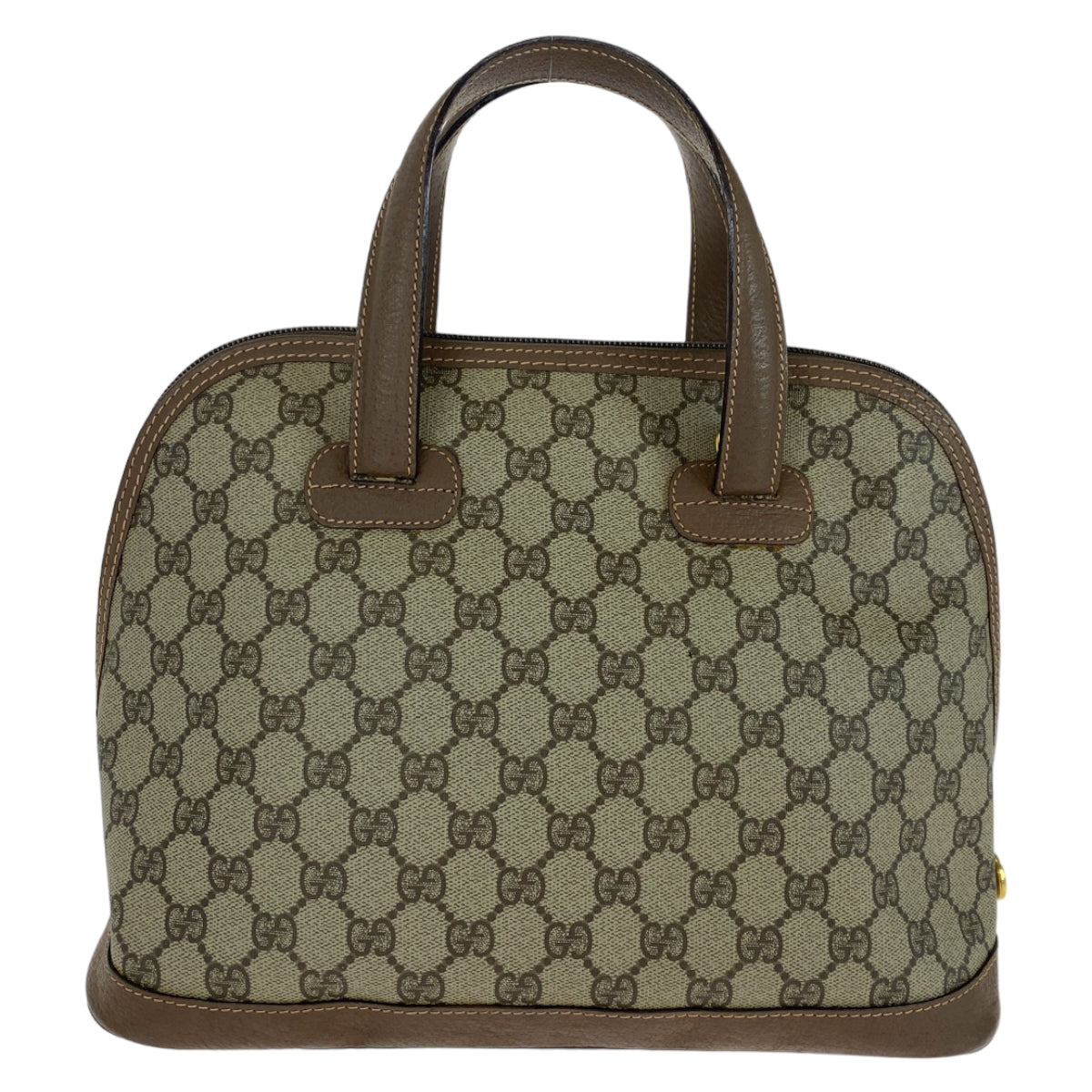 GUCCI グッチ ヴィンテージ オールドグッチ インターロッキング ブラウン グレー ゴールド金具 GGスプリームキャンバス / レザー 00 123 6004 ハンドバッグ トートバッグ  レディース