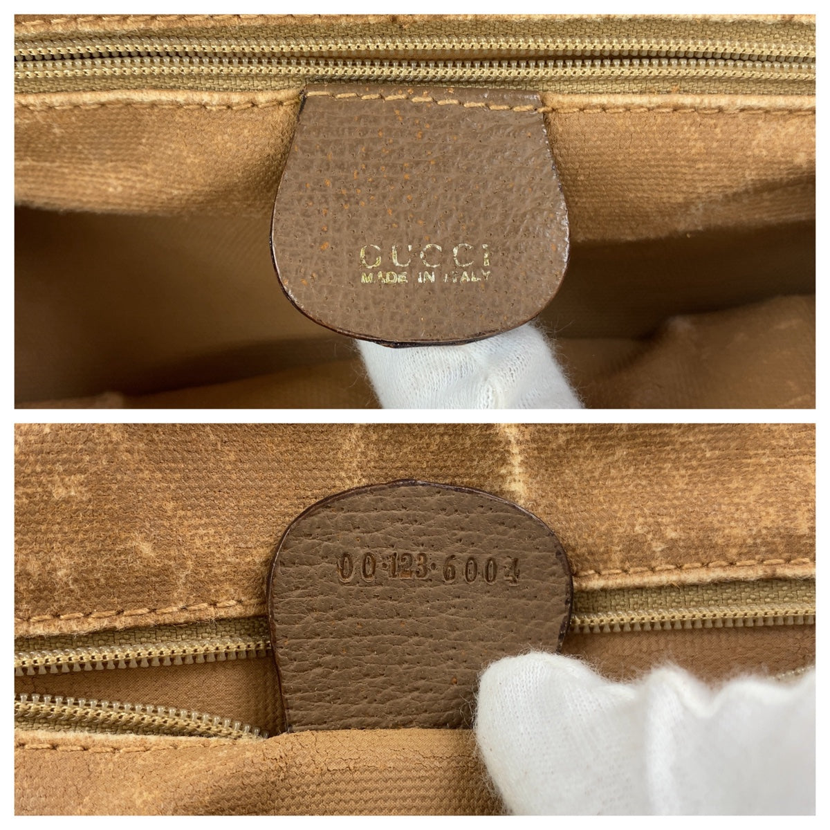 GUCCI グッチ ヴィンテージ オールドグッチ インターロッキング ブラウン グレー ゴールド金具 GGスプリームキャンバス / レザー 00 123 6004 ハンドバッグ トートバッグ  レディース