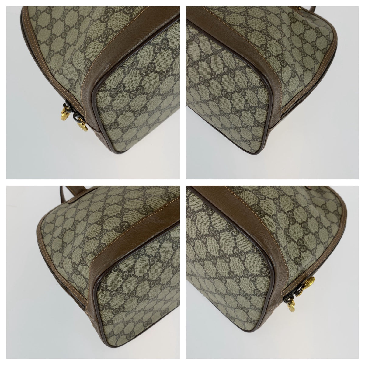 GUCCI グッチ ヴィンテージ オールドグッチ インターロッキング ブラウン グレー ゴールド金具 GGスプリームキャンバス / レザー 00 123 6004 ハンドバッグ トートバッグ  レディース