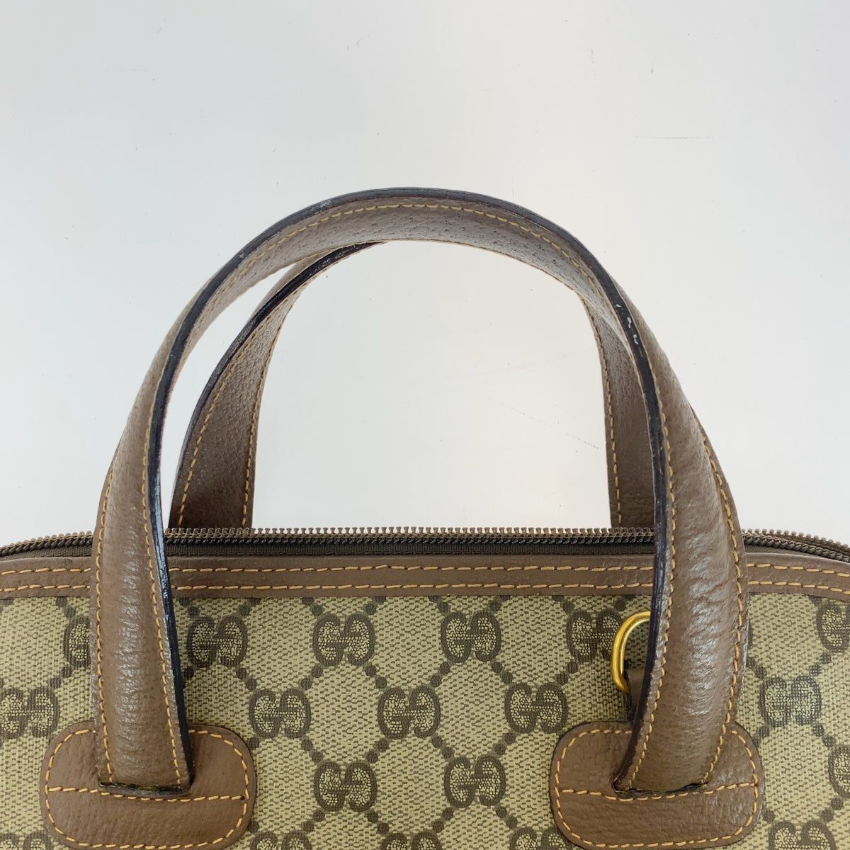 GUCCI グッチ ヴィンテージ オールドグッチ インターロッキング ブラウン グレー ゴールド金具 GGスプリームキャンバス / レザー 00 123 6004 ハンドバッグ トートバッグ  レディース