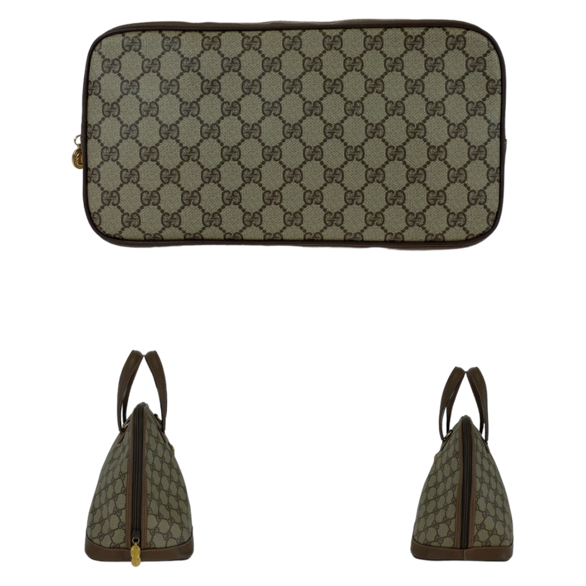GUCCI グッチ ヴィンテージ オールドグッチ インターロッキング ブラウン グレー ゴールド金具 GGスプリームキャンバス / レザー 00 123 6004 ハンドバッグ トートバッグ  レディース