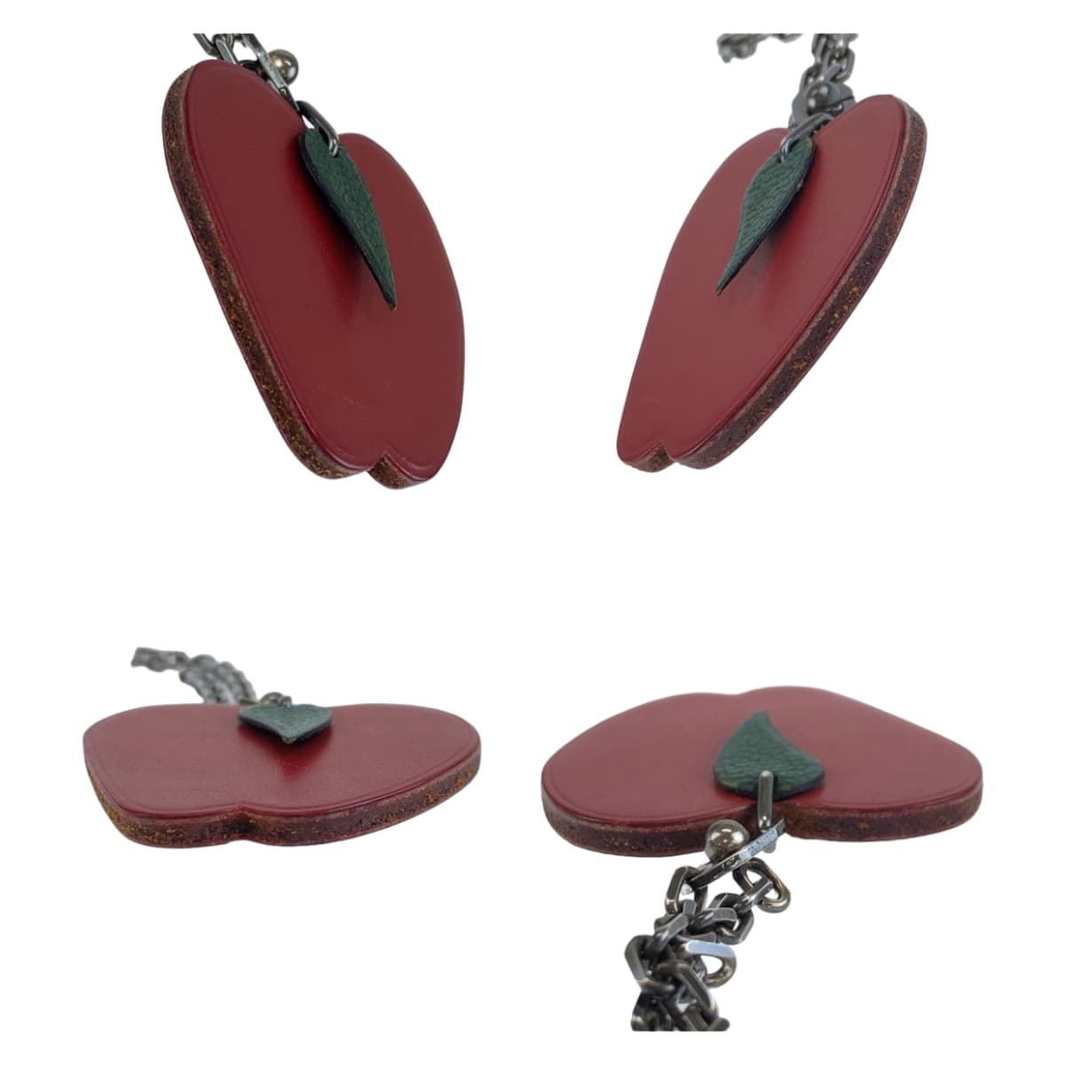 11373
HERMES エルメス フルーツチャーム リンゴ レッド シルバー金具 レザー / メタル バッグチャーム キーホルダー  レディース