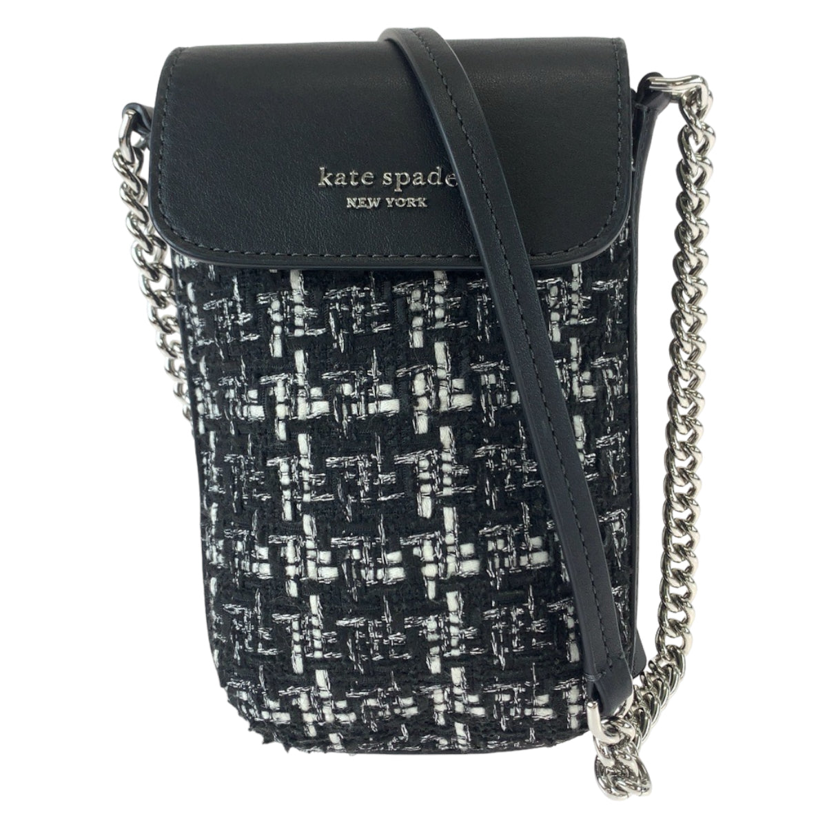 11288
Kate Spade ケイトスペード ツイード ブラック ホワイト シルバー金具 レザー / ツイード KE429 0063 ショルダーバッグ フォンケース ポシェット  レディース