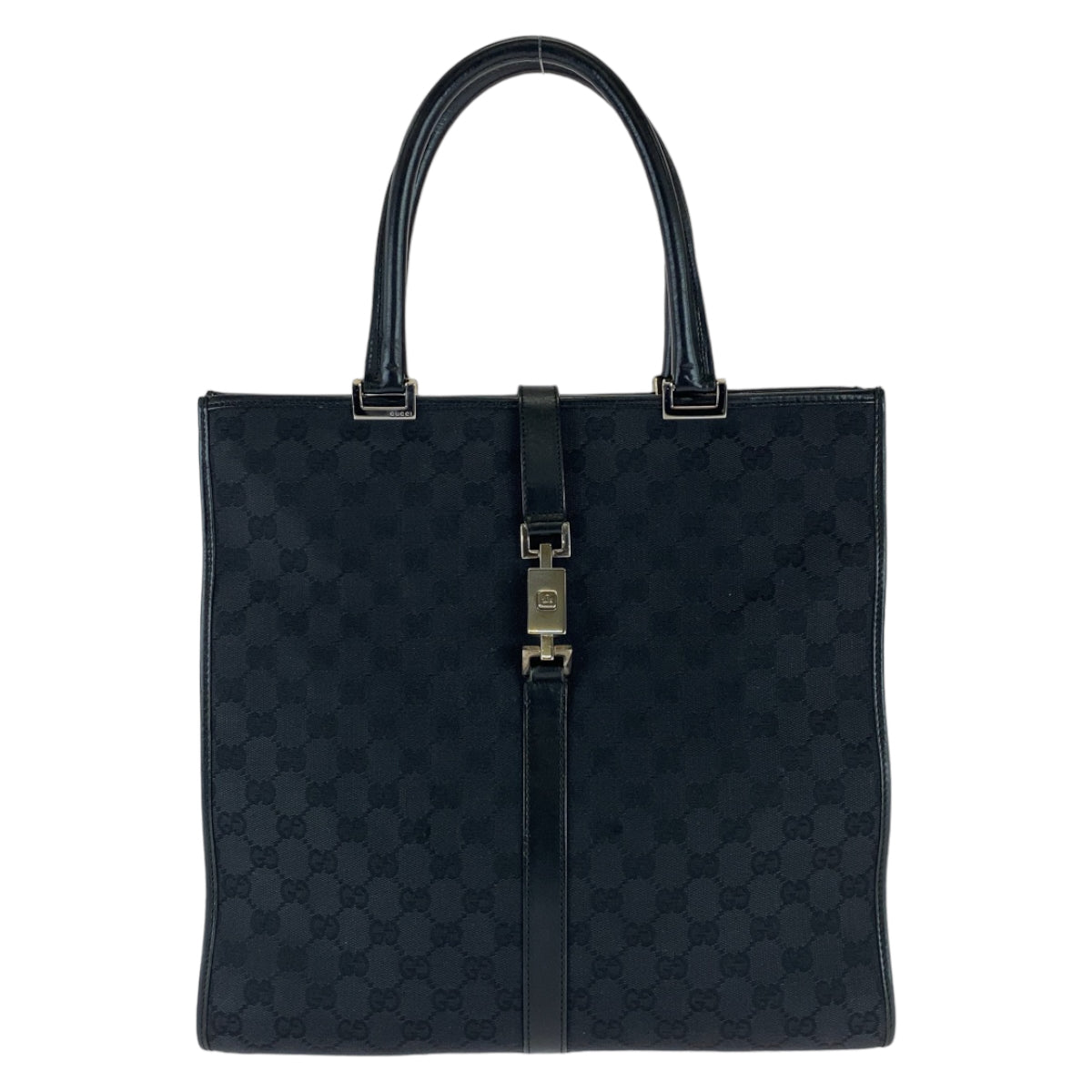 11376
GUCCI グッチ ジャッキー ブラック 黒 シルバー金具 GGキャンバス / レザー 002 1064 トートバッグ ハンドバッグ  レディース