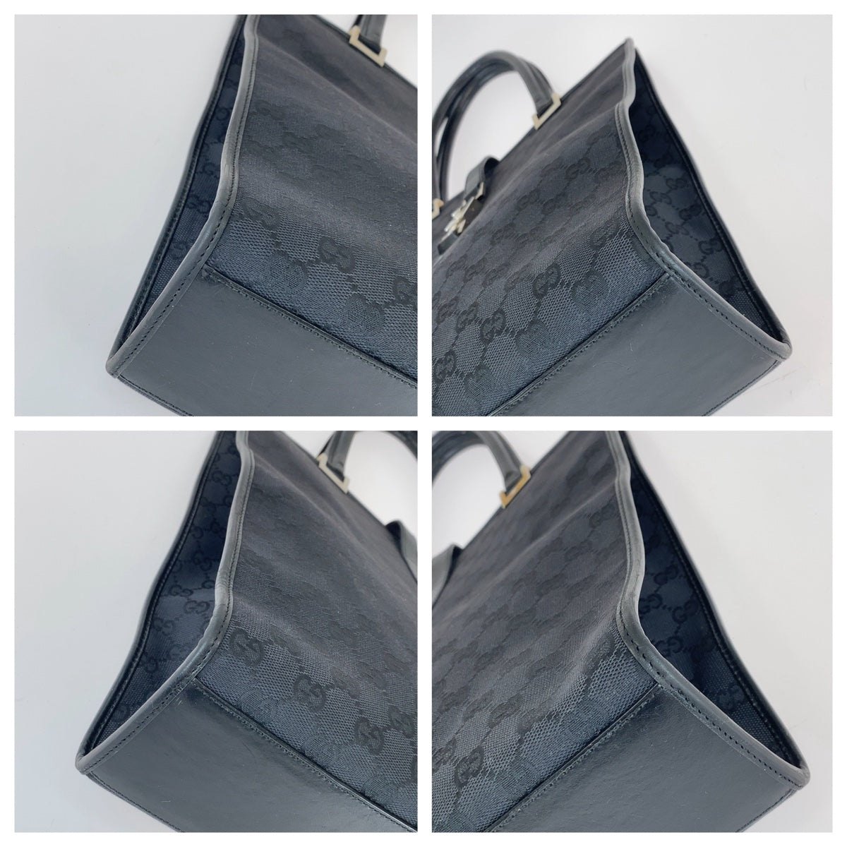 11376
GUCCI グッチ ジャッキー ブラック 黒 シルバー金具 GGキャンバス / レザー 002 1064 トートバッグ ハンドバッグ  レディース