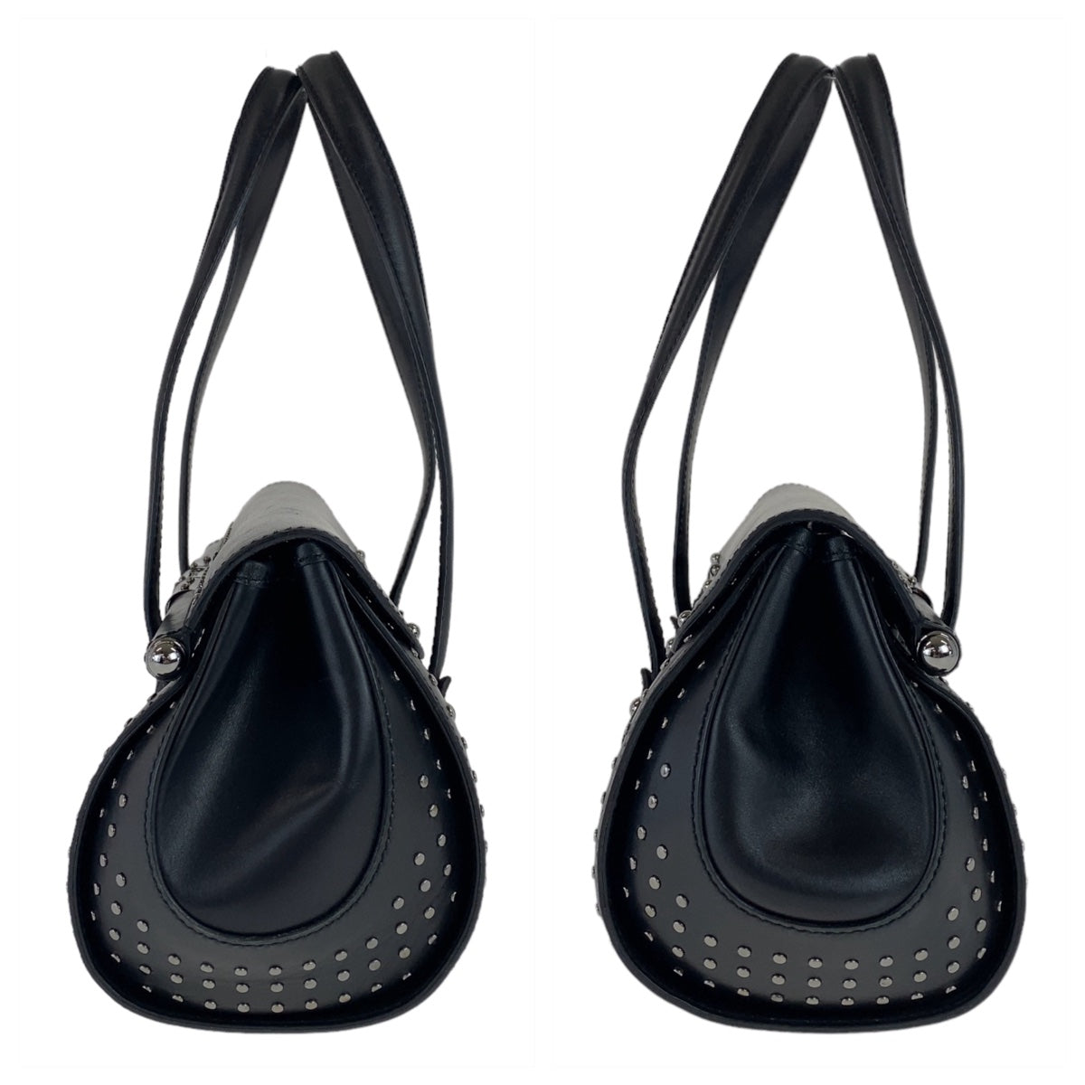 11378
GUCCI グッチ バンブー スタッズ ブラック 黒 シルバー金具 GGキャンバス / レザー 114993 ショルダーバッグ  レディース
