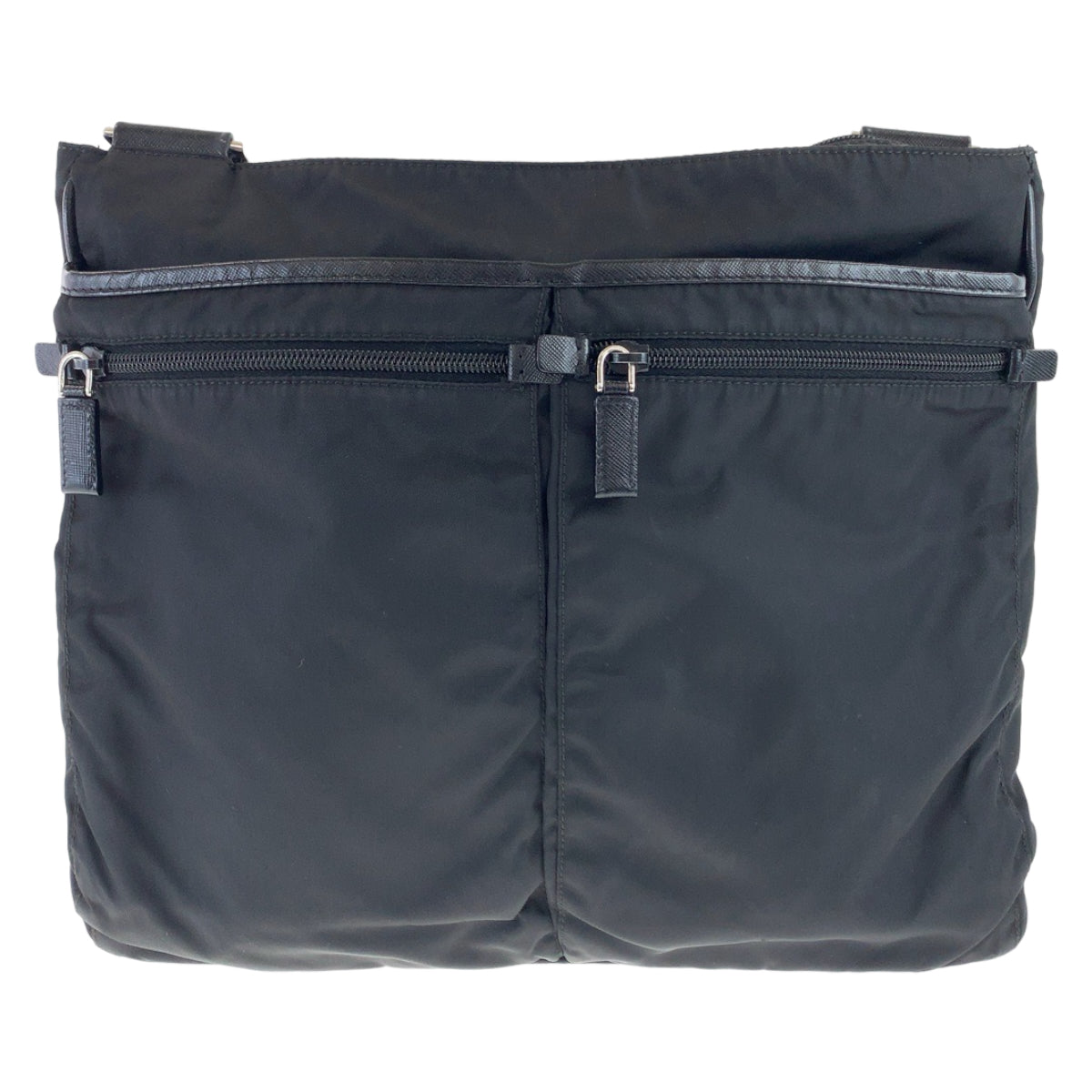 PRADA Tessuto Triangle Logo Plate Unisex Black Silver Hardware Nylon Shoulder Bag Messenger Bag Crossbody Bag Men's