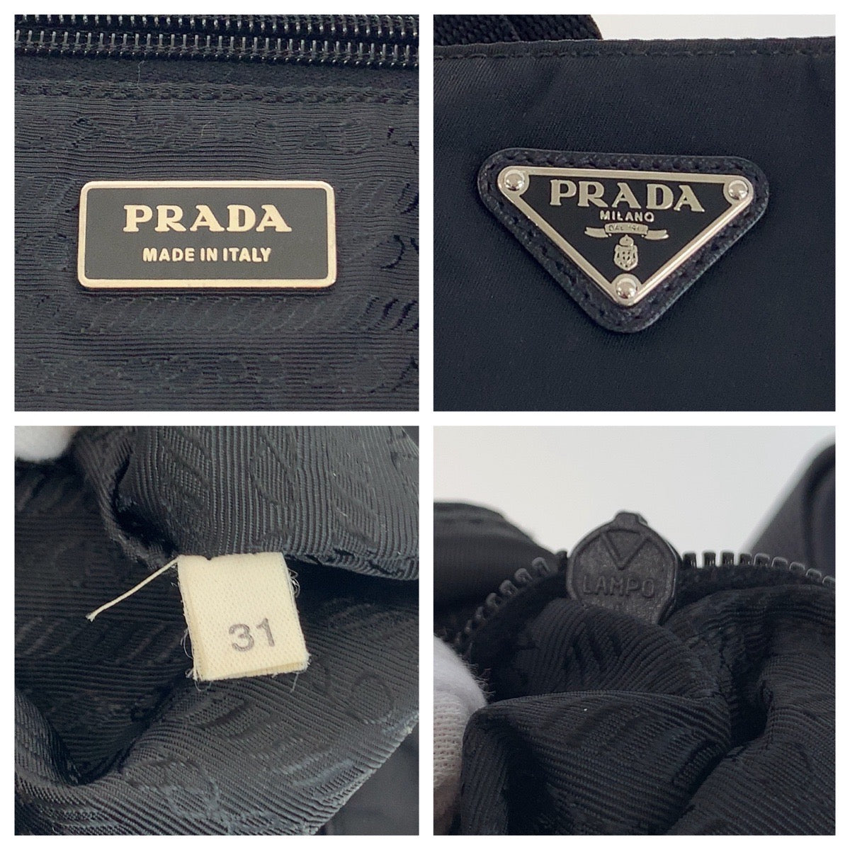 PRADA Tessuto Triangle Logo Plate Unisex Black Silver Hardware Nylon Shoulder Bag Messenger Bag Crossbody Bag Men's