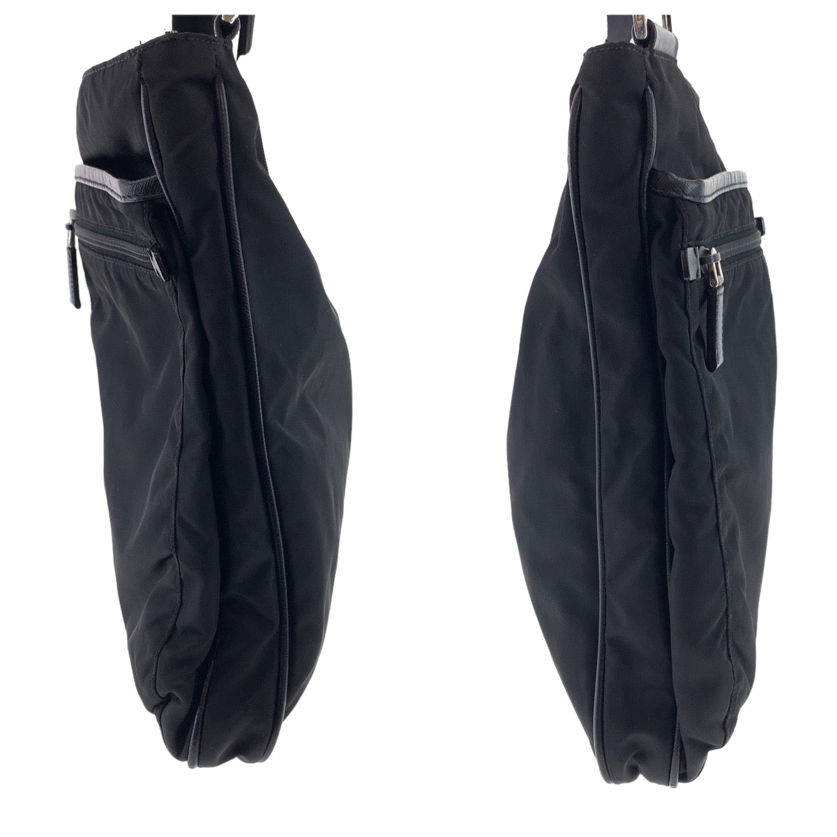 PRADA Tessuto Triangle Logo Plate Unisex Black Silver Hardware Nylon Shoulder Bag Messenger Bag Crossbody Bag Men's