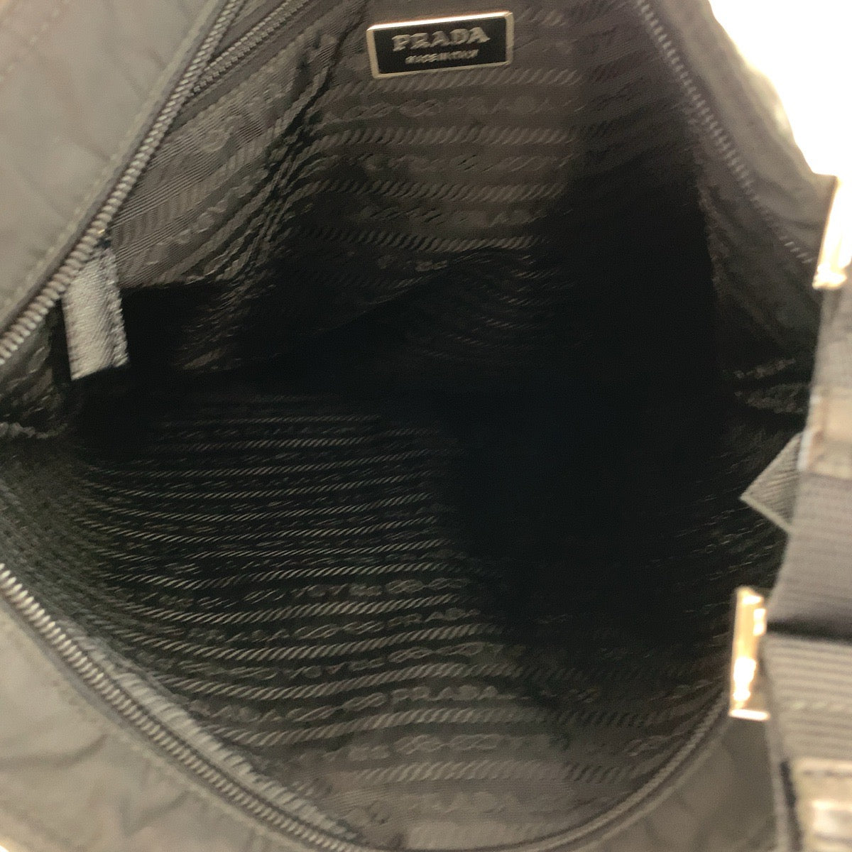 PRADA Tessuto Triangle Logo Plate Unisex Black Silver Hardware Nylon Shoulder Bag Messenger Bag Crossbody Bag Men's