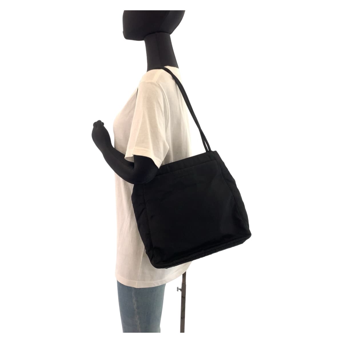 11380
PRADA プラダ テスート 三角ロゴプレート ブラック ナイロン トートバッグ ショルダーバッグ   レディース