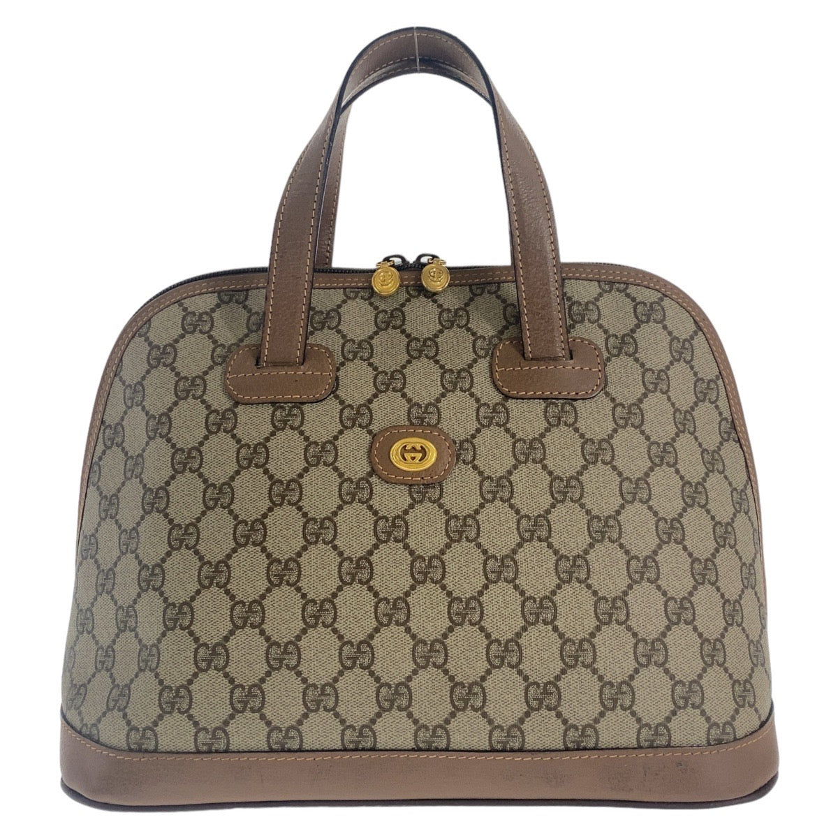 GUCCI グッチ ヴィンテージ インターロッキング ブラウン ゴールド金具 GGスプリームキャンバス / レザー 7009 97 000 ハンドバッグ  レディース
