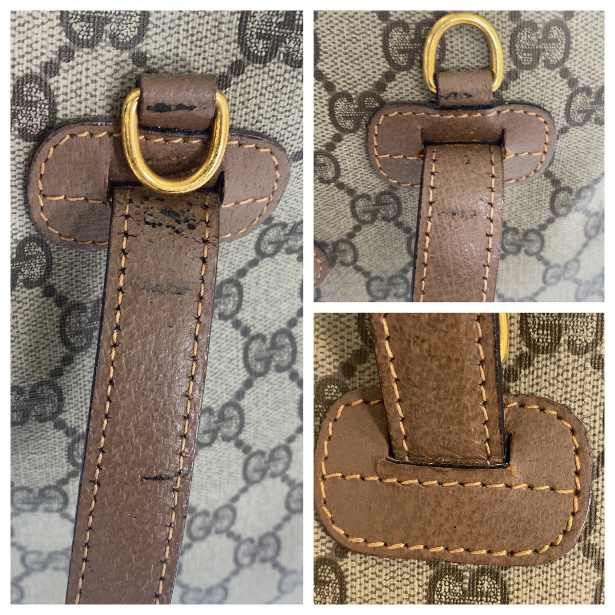 GUCCI グッチ ヴィンテージ インターロッキング ブラウン ゴールド金具 GGスプリームキャンバス / レザー 7009 97 000 ハンドバッグ  レディース