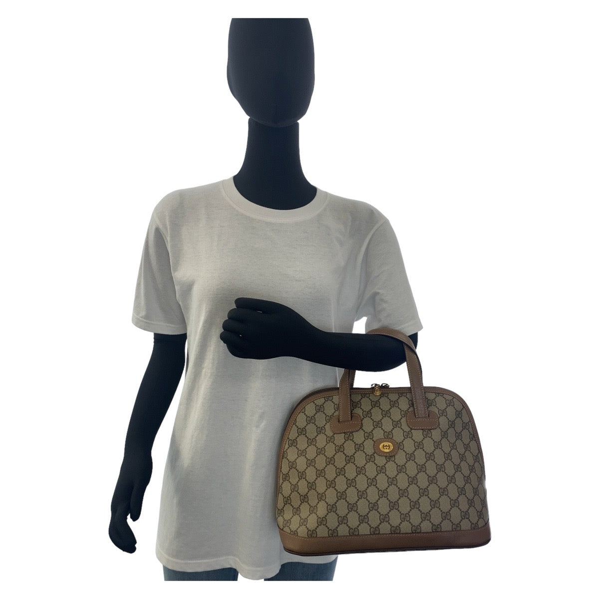 GUCCI グッチ ヴィンテージ インターロッキング ブラウン ゴールド金具 GGスプリームキャンバス / レザー 7009 97 000 ハンドバッグ  レディース