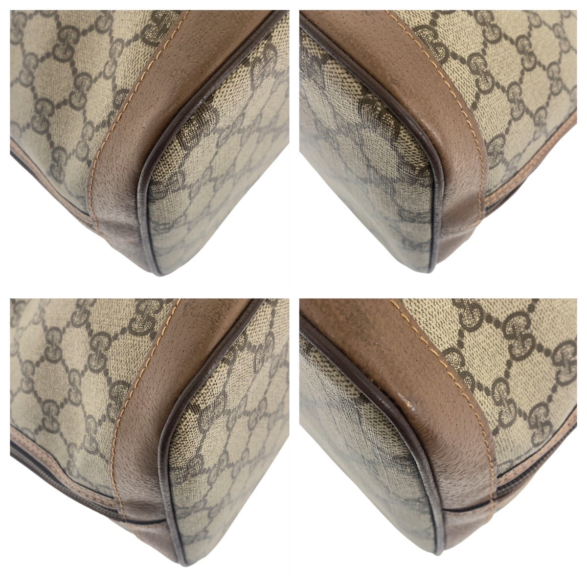 GUCCI グッチ ヴィンテージ インターロッキング ブラウン ゴールド金具 GGスプリームキャンバス / レザー 7009 97 000 ハンドバッグ  レディース