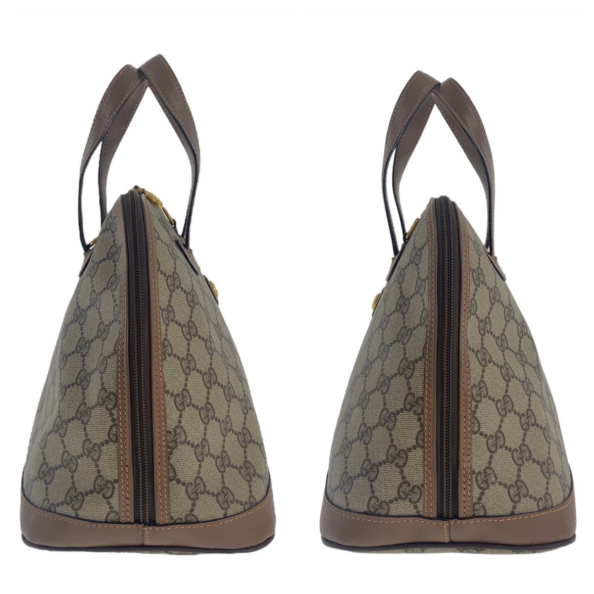 GUCCI グッチ ヴィンテージ インターロッキング ブラウン ゴールド金具 GGスプリームキャンバス / レザー 7009 97 000 ハンドバッグ  レディース
