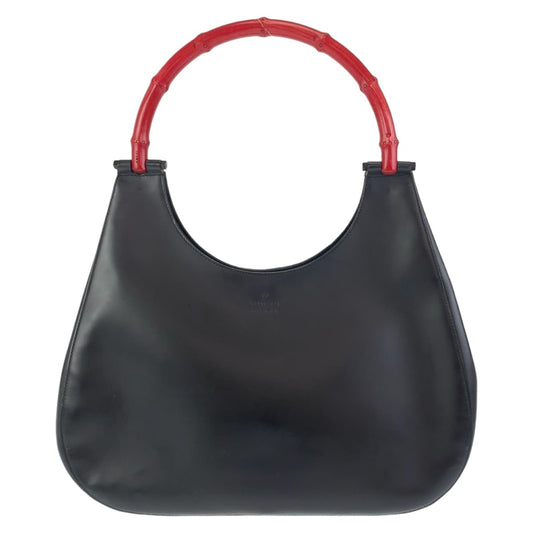 GUCCI グッチ バンブー ブラック 黒 レッド レザー 001 3760 ハンドバッグ ショルダーバッグ  レディース
