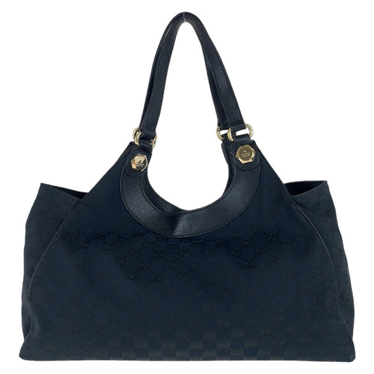 12441
GUCCI グッチ GG柄 ブラック 黒 ゴールド金具 GGキャンバス / レザー 154981 ショルダーバッグ トートバッグ  レディース