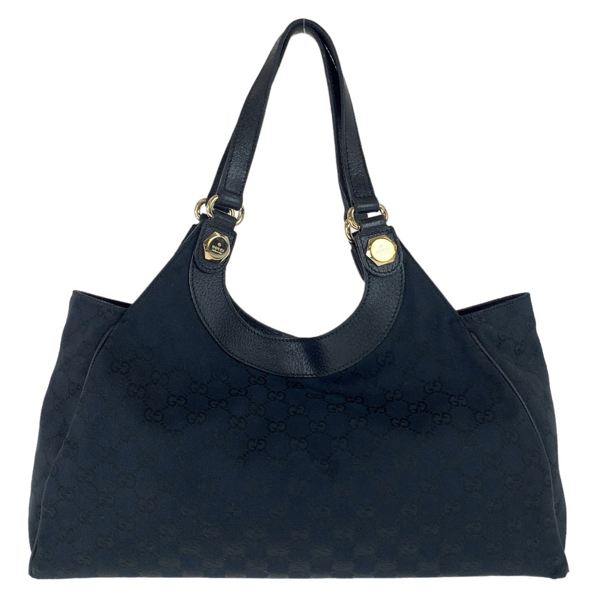 12441
GUCCI グッチ GG柄 ブラック 黒 ゴールド金具 GGキャンバス / レザー 154981 ショルダーバッグ トートバッグ  レディース