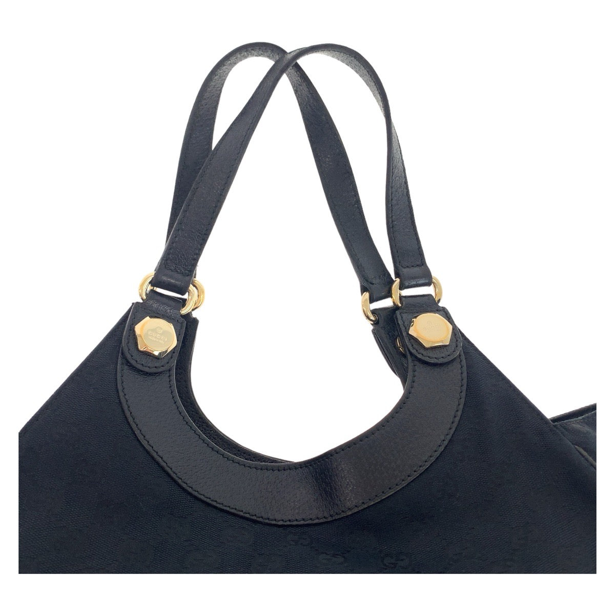 12441
GUCCI グッチ GG柄 ブラック 黒 ゴールド金具 GGキャンバス / レザー 154981 ショルダーバッグ トートバッグ  レディース