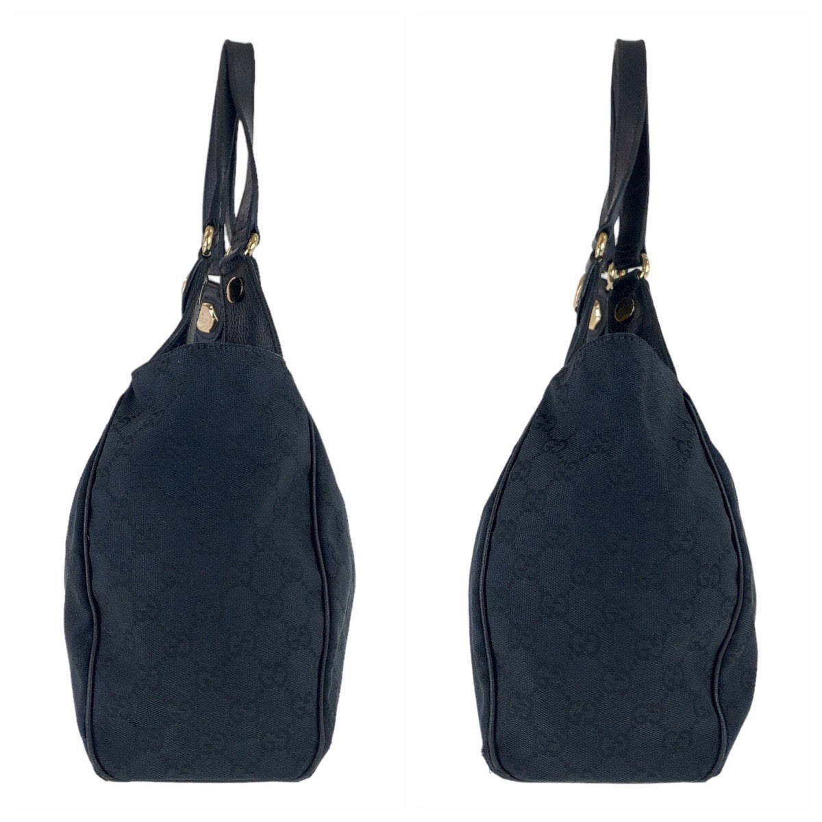 12441
GUCCI グッチ GG柄 ブラック 黒 ゴールド金具 GGキャンバス / レザー 154981 ショルダーバッグ トートバッグ  レディース