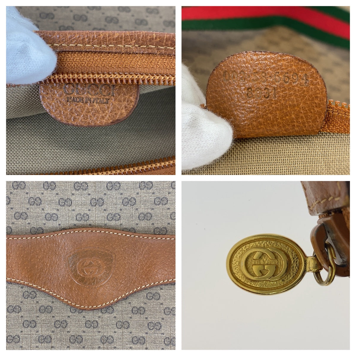 11385
GUCCI グッチ ヴィンテージ オールドグッチ シェリーライン マイクロGG ブラウン グリーン レッド GGスプリームキャンバス / レザー 002 58 6694 トートバッグ ショルダーバッグ 男女兼用  メンズ